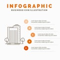 Building, Green, Plant, City, Smart Infographics Template for Website and Presentation. Line Gray icon with Orange infographic Royalty Free Stock Photo