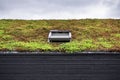 Building with a green roof completely covered with vegetation