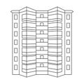 Building high vector outline icon. Vector illustration skyscraper on white background. Isolated outline illustration