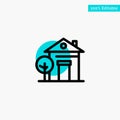 Building, Home, House, Hotel turquoise highlight circle point Vector icon