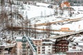 The building of hotels and chalets in the ski Alpine resort Royalty Free Stock Photo