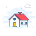 Building house line illustration. Home outline icon.