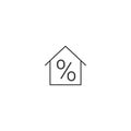 Building house percentage line icon. Home price percent credit rate