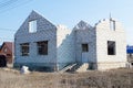 building a house at the stage of masonry walls