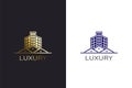 Building and Houses gold color logo design template