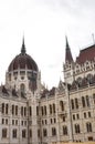 Building of the Hungarian Parliament Orszaghaz in Budapest, Hungary. The seat of the National Assembly. Detail photo of the facade Royalty Free Stock Photo