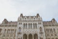 Building of the Hungarian Parliament Orszaghaz in Budapest, Hungary. The seat of the National Assembly. Detail photo of the facade Royalty Free Stock Photo