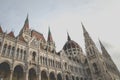 Building of the Hungarian Parliament Orszaghaz in Budapest, Hungary. The seat of the National Assembly. House built in neo-gothic