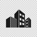 Building icon in flat style. Skyscraper vector illustration on white isolated background. Architecture business concept Royalty Free Stock Photo