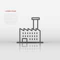 Building icon in flat style. Town skyscraper apartment vector illustration on white isolated background. City tower business Royalty Free Stock Photo