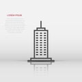 Building icon in flat style. Town skyscraper apartment vector illustration on white isolated background. City tower business Royalty Free Stock Photo