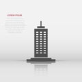 Building icon in flat style. Town skyscraper apartment vector illustration on white isolated background. City tower business Royalty Free Stock Photo