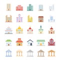 Building icon large set. Houses, churches, museums and universities. Royalty Free Stock Photo