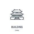 building icon vector from china collection. Thin line building outline icon vector illustration. Linear symbol for use on web and Royalty Free Stock Photo