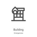 building icon vector from emergencies collection. Thin line building outline icon vector illustration. Linear symbol for use on Royalty Free Stock Photo