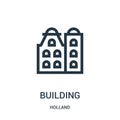 building icon vector from holland collection. Thin line building outline icon vector illustration. Linear symbol for use on web Royalty Free Stock Photo