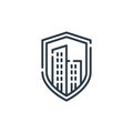 building icon vector from smart city concept. Thin line illustration of building editable stroke. building linear sign for use on Royalty Free Stock Photo