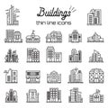 Building icons set. City, Headquarters and Buildings line Vector Icons