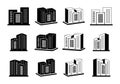 Building icons set, 3D company vector collection, Isometric hotel and condo Royalty Free Stock Photo