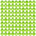 100 building icons set green circle