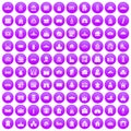 100 building icons set purple