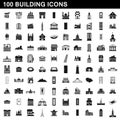 100 building icons set, simple style Royalty Free Stock Photo