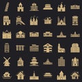 Building icons set, simple style