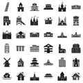 Building icons set, simple style