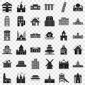 Building icons set, simple style