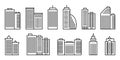 Building Icons Set. Skyscraper line icon. Expanded stroke.