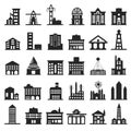 Building Icons Set. Vector illustration. Simplus series