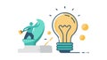 Building ideas: person constructing a lightbulb concept, vector design Generative AI Royalty Free Stock Photo