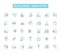 Building industry linear icons set. Architecture, Construction, Design, Engineering, Planning, Development, Concrete