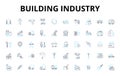 Building industry linear icons set. Architecture, Construction, Design, Engineering, Planning, Development, Concrete