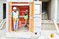 Building inspectors in industrial elevator Royalty Free Stock Photo