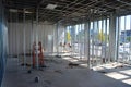 Interior construction framing using metal studs and drywall Royalty Free Stock Photo