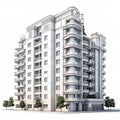 Building isolated on a pristine white background, embodying the essence of the real estate concept.