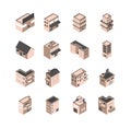 Building isometric style icons set Royalty Free Stock Photo