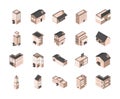 Building isometric style icons set Royalty Free Stock Photo