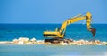 Building the jetty with heavy excavator