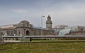 The building of the Kiev railway station in Moscow on a spring day