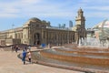 The building of the Kiev station in Moscow April warm day