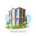 Building of kindergarten with playground,preschool