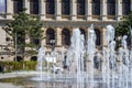 The building of the Koenigsberg Stock Exchange. Kaliningrad Museum of Art. Exchange Square. Fountain on the square Royalty Free Stock Photo