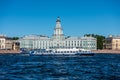 Building of Kunstkammer Museum of Anthropology and Ethnography at the riverbank of Neva River, St. Petersburg, Russia Royalty Free Stock Photo