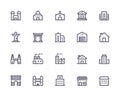 Building and Landmark line icon set. pixel perfect.