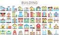 building and landmark multi color icons set