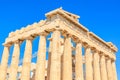 The building is a large, ancient structure with many columns Royalty Free Stock Photo