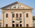 Building with large stucco in Monselice in the Veneto province of Padua (Italy)