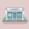 Building laundry flat design. Washing mashine.